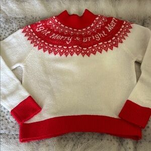 Red and White Festive Sweater M 8-10 silver fleck merry & bright Christmas 🎄